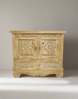 Belang White Wash Carved Teak Vanity - 90cm Length