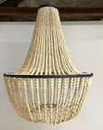 Black + Natural Timber Beaded Chandelier 80cm | Made To Order