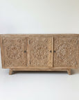Blossom White Wash Carved Teak Vanity - 150cm Length