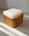 Caramel Midcentury Rattan Foot Stool | Made To Order