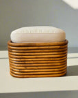 Caramel Midcentury Rattan Foot Stool | Made To Order