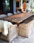 Rattan Curved Grey Arm Chair - Set of 6