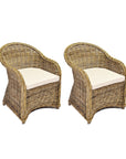 Rattan Curved Grey Arm Chair - Set of 2