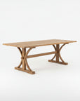 Teak Timber Curved Cross Leg Dining Table 2m x 1m | Made To Order