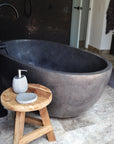 Freestanding Oval Terrazzo Stone Bath 1500mm – Dark Grey | Handmade