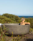 Freestanding Round Terrazzo Stone Bath 1500mm – Dark Grey | Handmade
