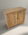 Eden White Wash Carved Teak Vanity - 90cm Length
