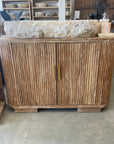 Fluted Curved Teak Vanity - Length 120cm