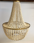 Gold + Natural Timber Beaded Chandelier 80cm | Made To Order