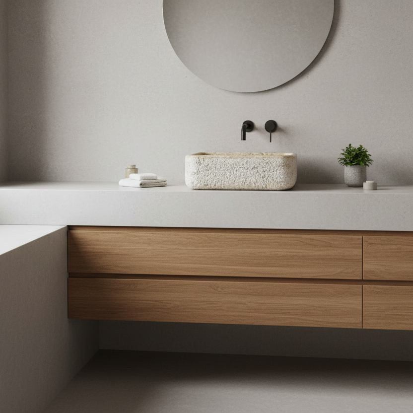 Hammered marble stone basin – Paradise Living Co.
