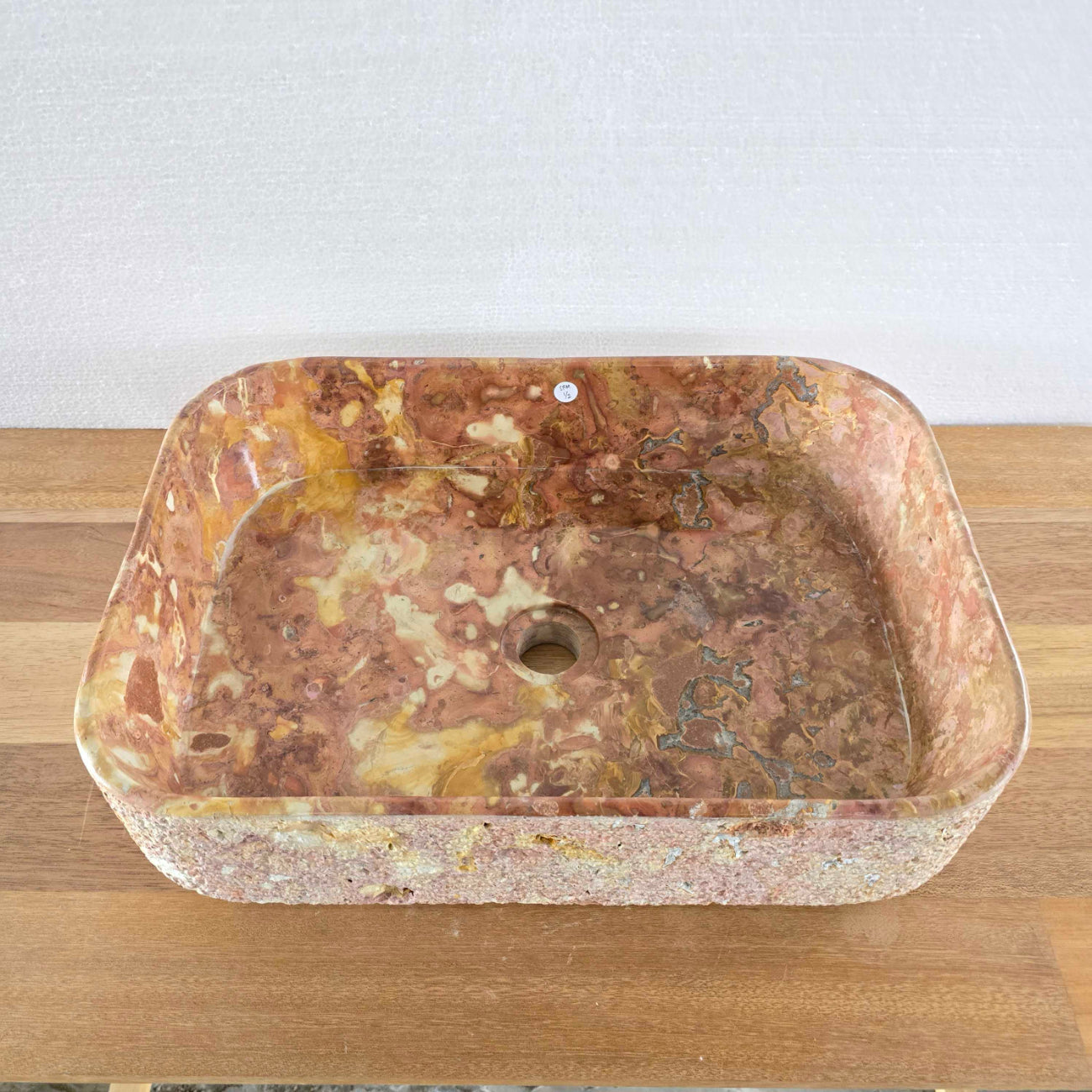 Hammered red marble stone basin – rectangle – Paradise Living Co.