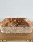 Hammered red marble stone basin – rectangle – Paradise Living Co.