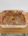 Hammered red marble stone basin – rectangle – Paradise Living Co.