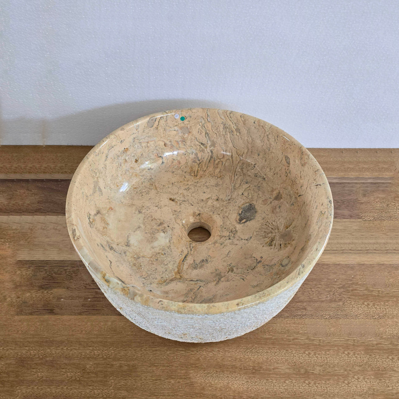 Hammered blush marble stone basin – round – Paradise Living Co.