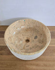 Hammered blush marble stone basin – round – Paradise Living Co.