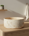 Hammered blush marble stone basin – round – Paradise Living Co.