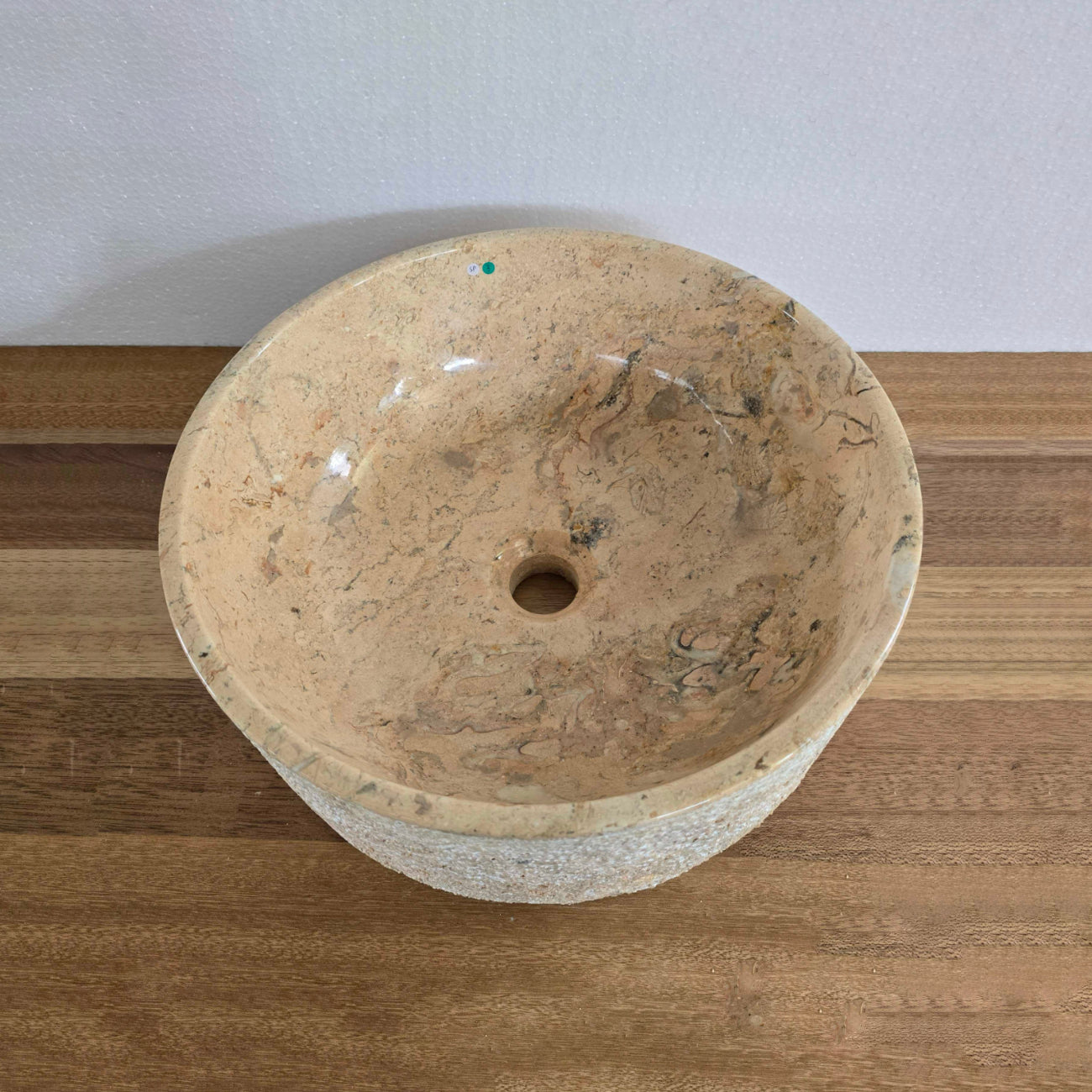 Hammered blush marble stone basin – round – Paradise Living Co.