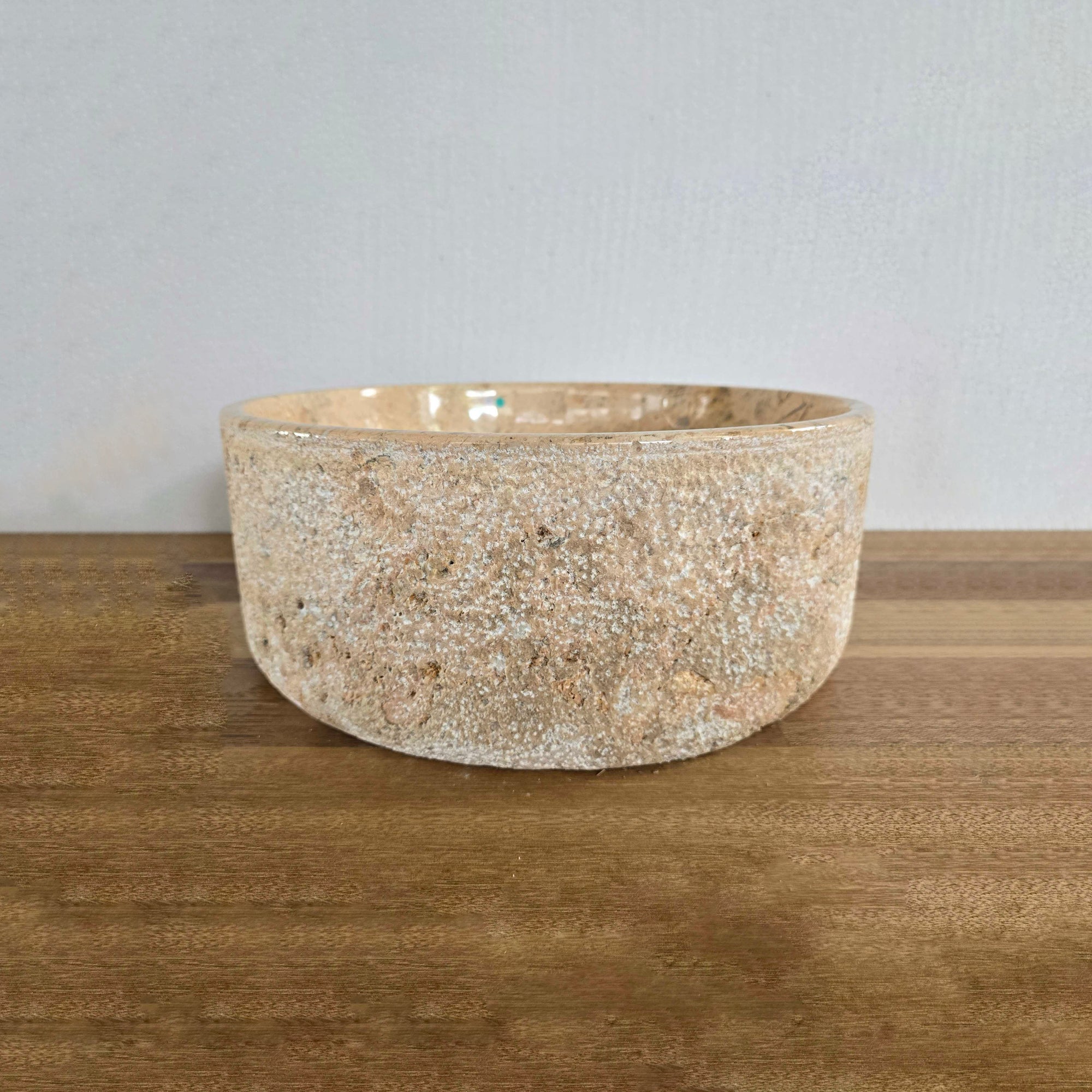 Hammered blush marble stone basin – round – Paradise Living Co.