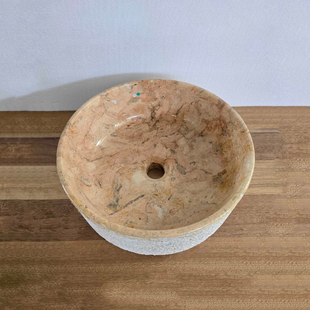 Hammered blush marble stone basin – round – Paradise Living Co.