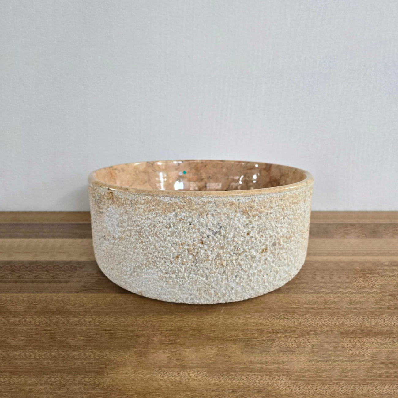 Hammered blush marble stone basin – round – Paradise Living Co.
