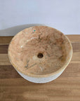 Hammered blush marble stone basin – round – Paradise Living Co.