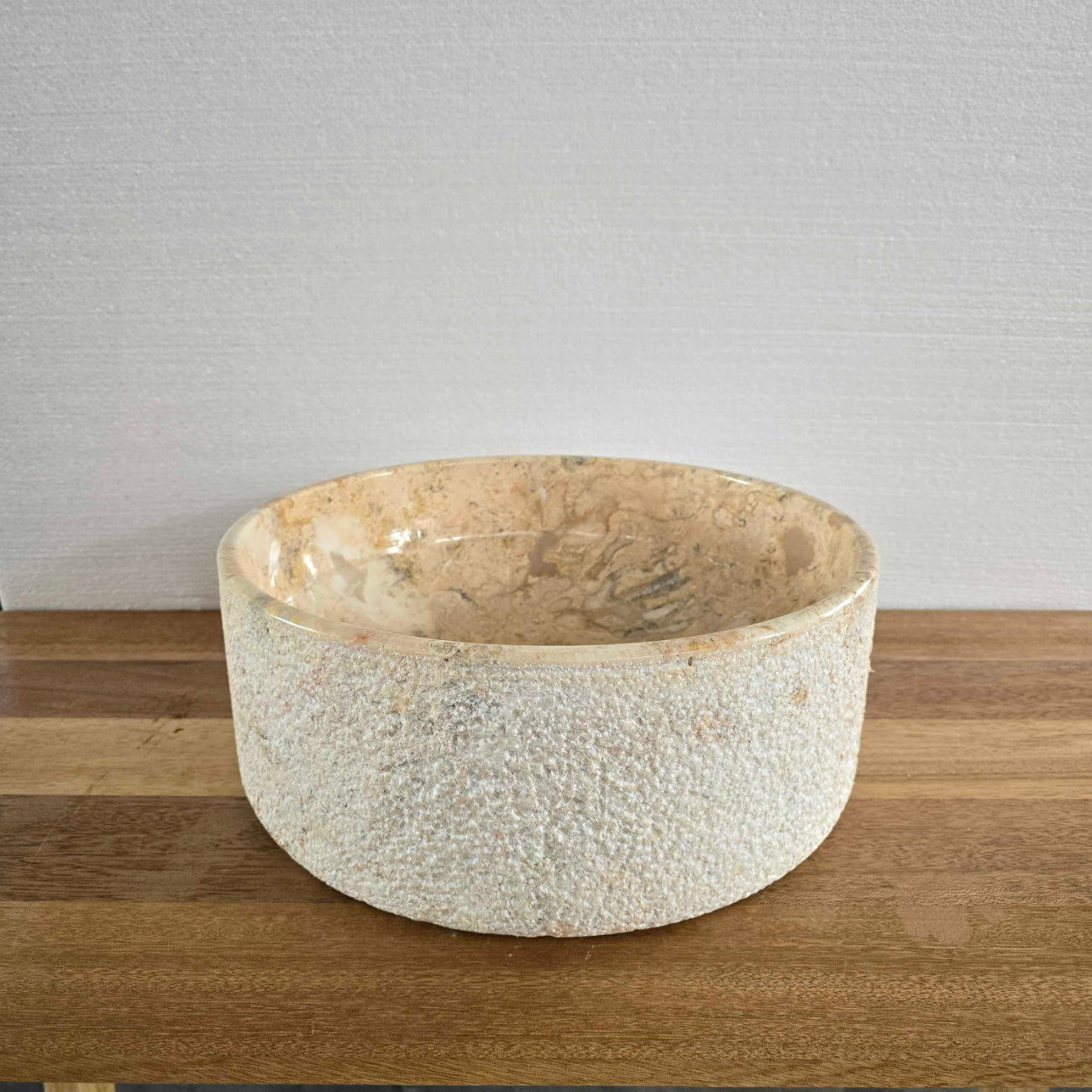 Hammered blush marble stone basin – round – Paradise Living Co.
