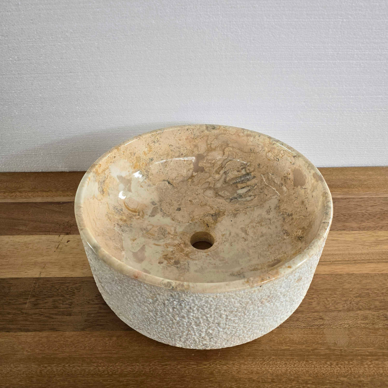 Hammered blush marble stone basin – round – Paradise Living Co.
