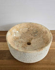 Hammered blush marble stone basin – round – Paradise Living Co.