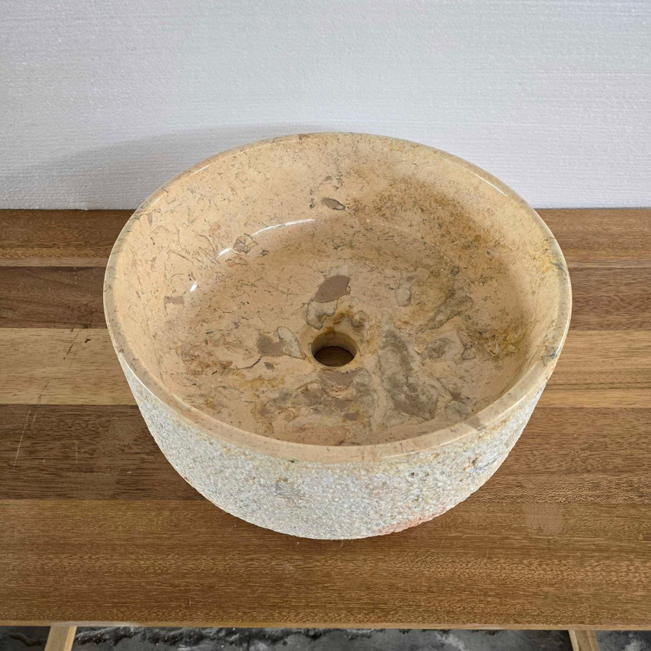Hammered blush marble stone basin – round – Paradise Living Co.