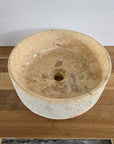 Hammered blush marble stone basin – round – Paradise Living Co.