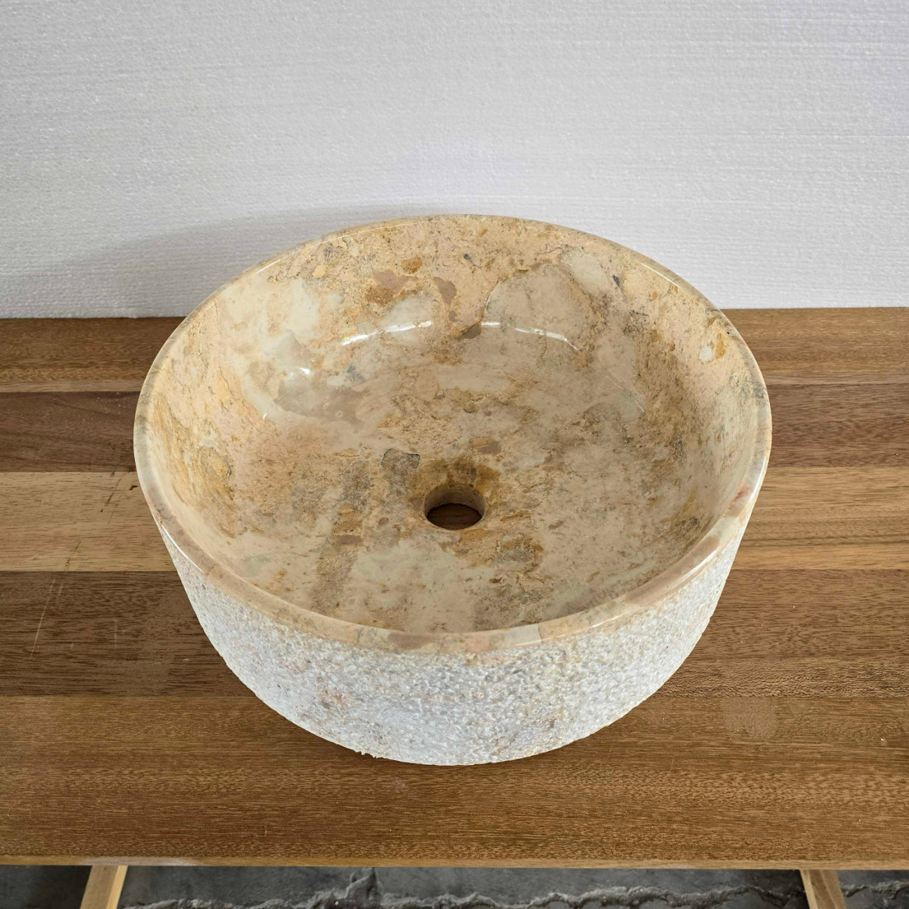 Hammered blush marble stone basin – round – Paradise Living Co.