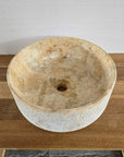 Hammered blush marble stone basin – round – Paradise Living Co.