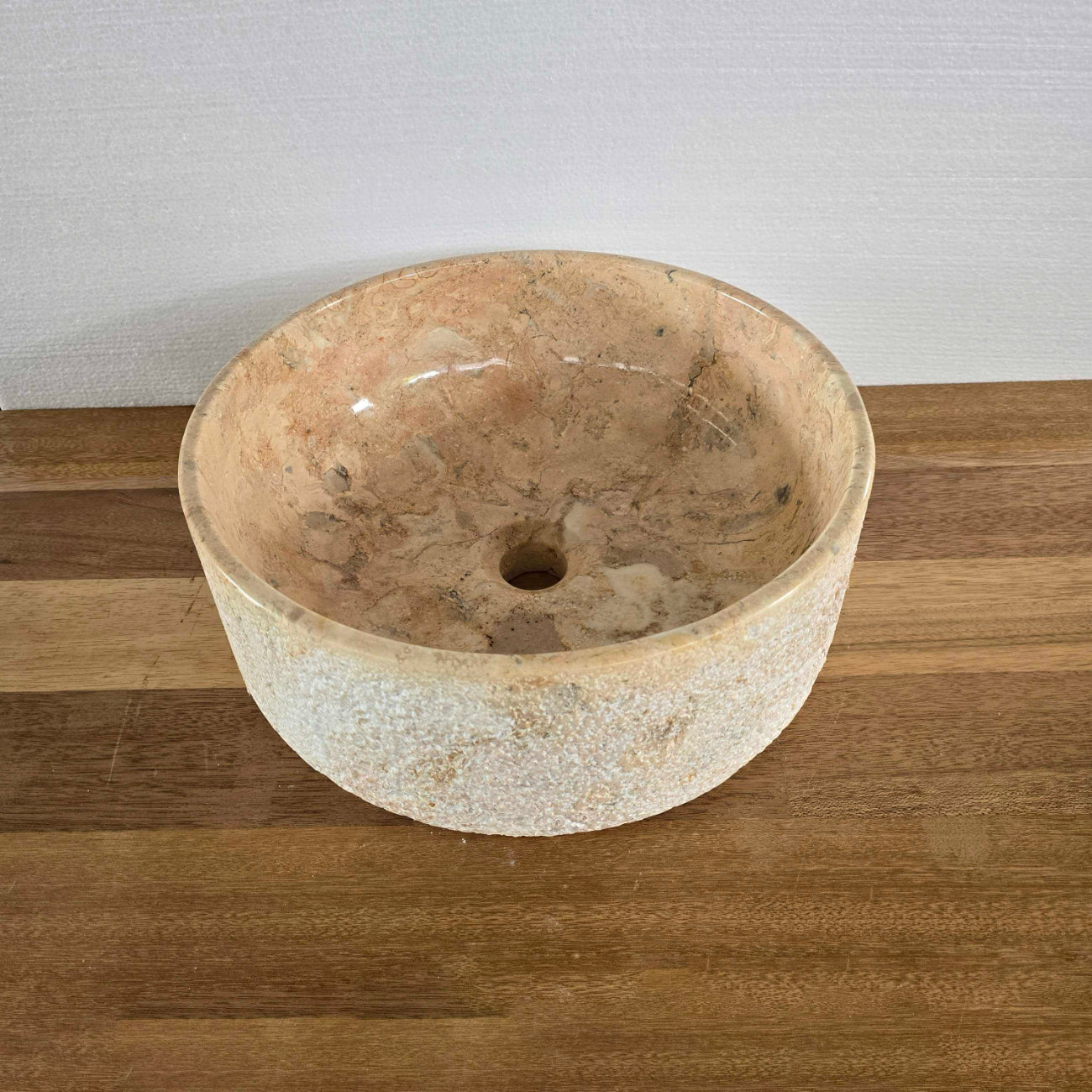 Hammered blush marble stone basin – round – Paradise Living Co.