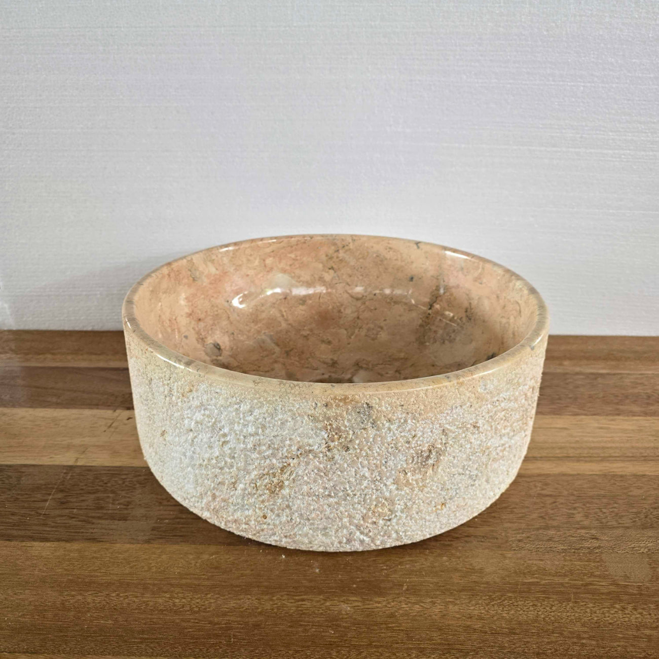 Hammered blush marble stone basin – round – Paradise Living Co.