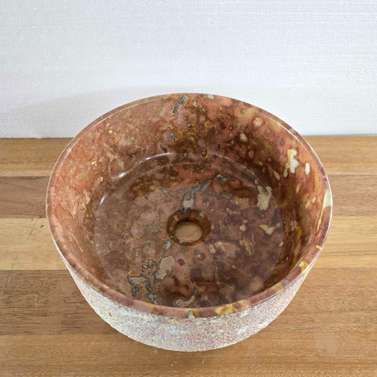 Hammered red marble stone basin – round – Paradise Living Co.