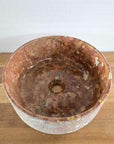Hammered red marble stone basin – round – Paradise Living Co.