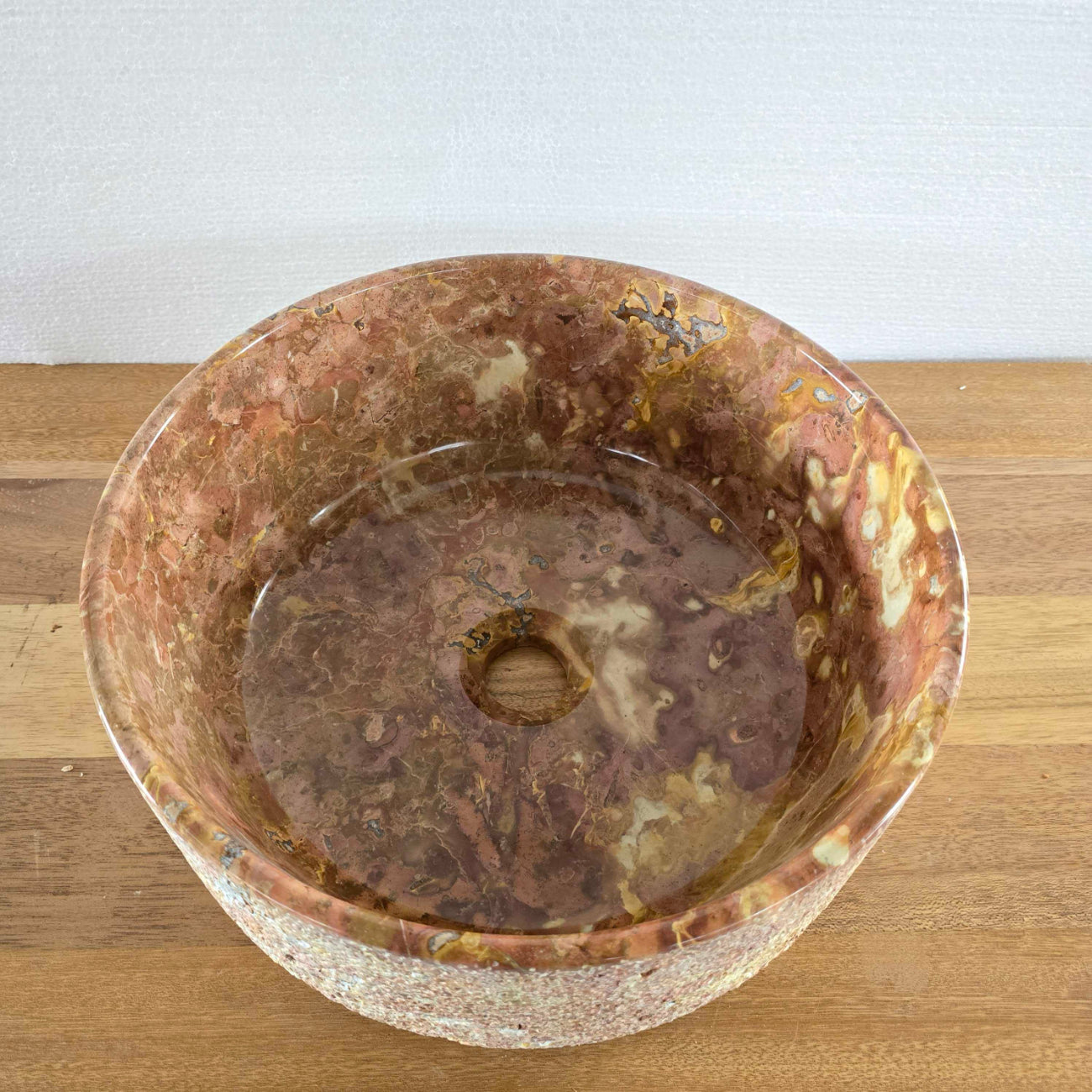 Hammered red marble stone basin – round – Paradise Living Co.