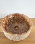 Hammered red marble stone basin – round – Paradise Living Co.