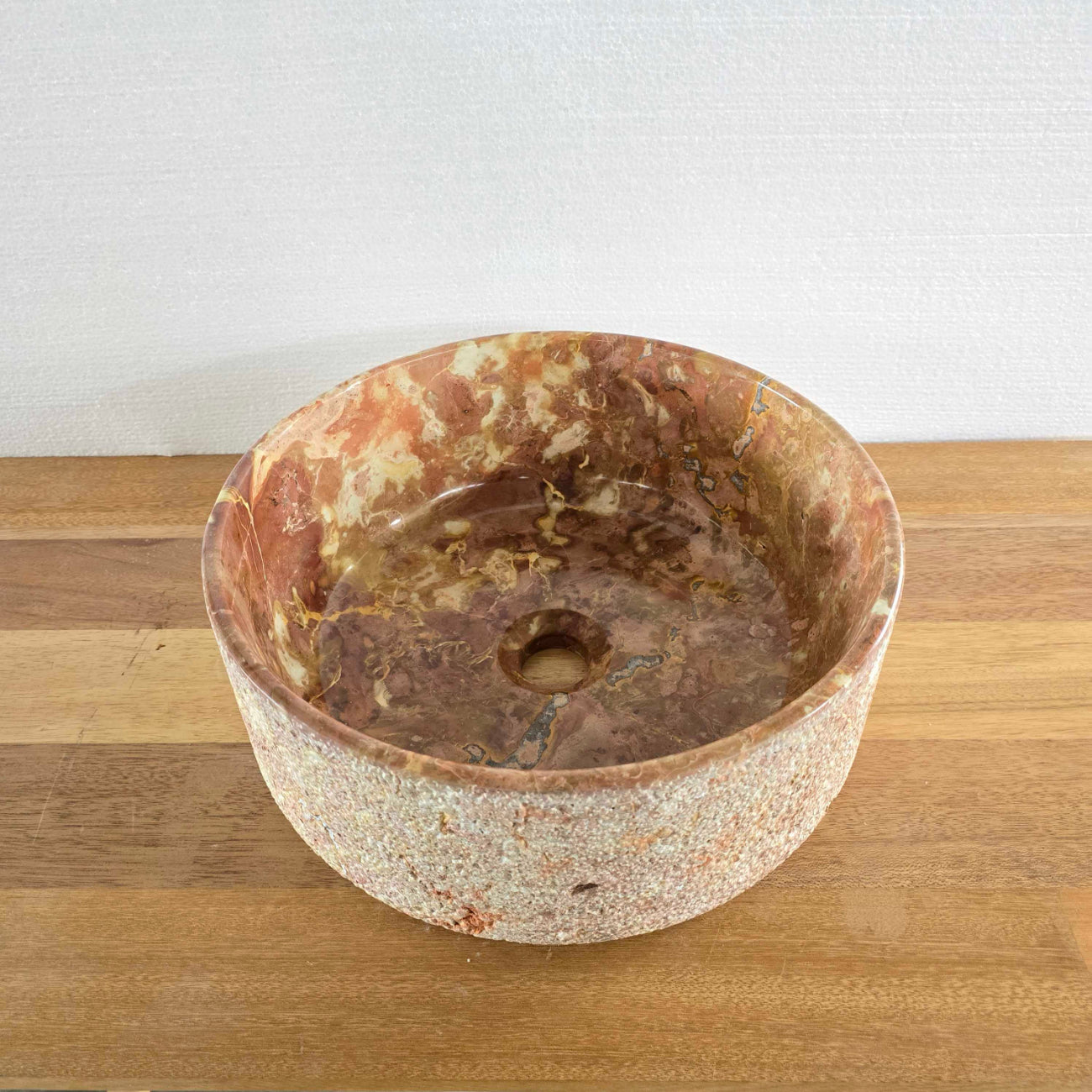 Hammered red marble stone basin – round – Paradise Living Co.