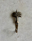Small Tropical Palm Aged Brass Wall Hook 10cm