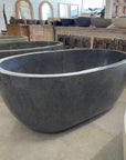 Freestanding Oval Terrazzo Stone Bath 1500mm – Dark Grey | Handmade