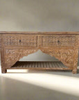 Kalak White Wash Carved Teak Vanity - 150cm Length