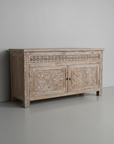 Kediri White Wash Carved Teak Vanity 150cm | 2 Door