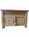 Kediri White Wash Carved Teak Vanity - 120cm Length