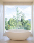 Freestanding Oval Terrazzo Stone Bath 1750mm – Sandy White | Handmade