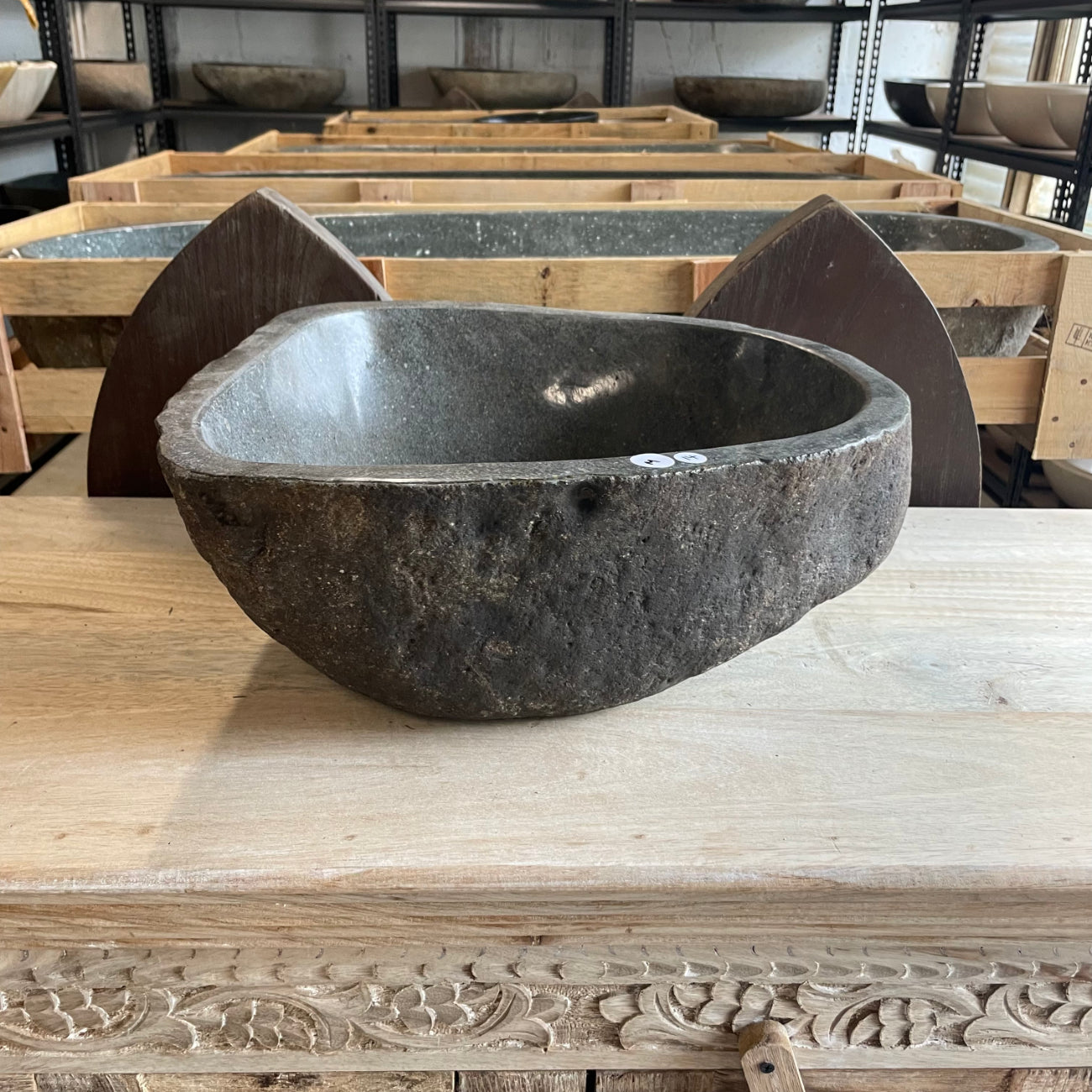 River stone basin – 38.5 x 37.5 x 15.5cm – Paradise Living Co.