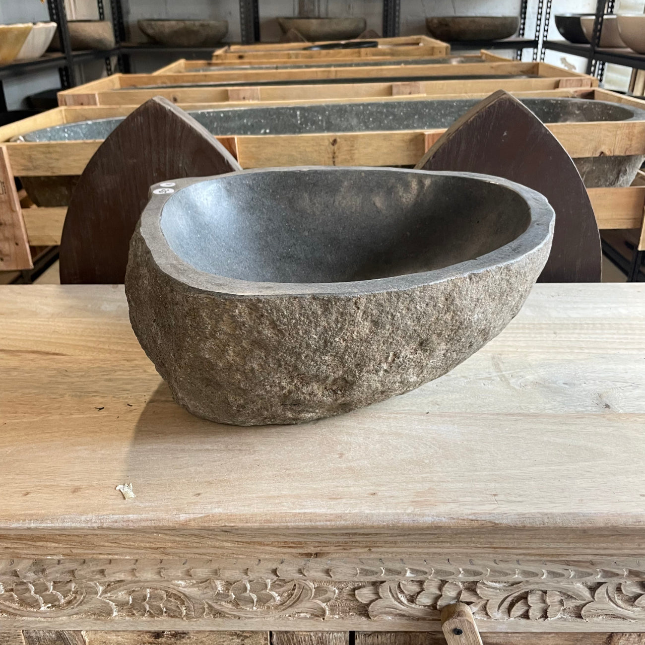 River stone basin – 38 x 34.5 x 16.5cm – Paradise Living Co.