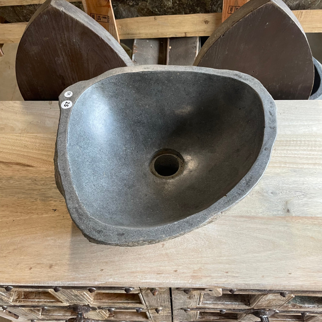 River stone basin – 38 x 34.5 x 16.5cm – Paradise Living Co.