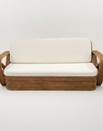 Midcentury Six Strand Rattan 3 Seater Lounger - Caramel | Made to Order