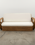 Midcentury Six Strand Rattan 3 Seater Lounger - Caramel | Made to Order